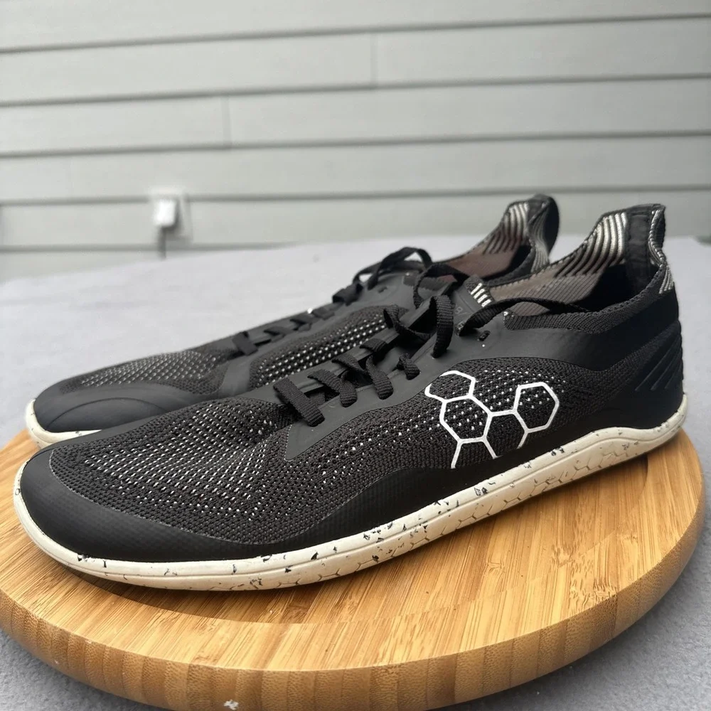 Vivo Barefoot Geo Racer Knit Mens Size‎ 12 US 45 EU Black Running Shoe Training